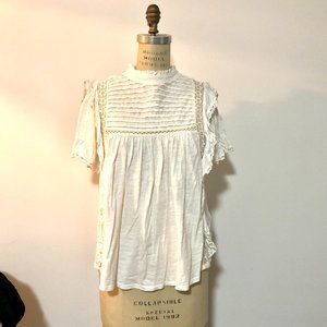 Free People High Neck Lace detail knit Top